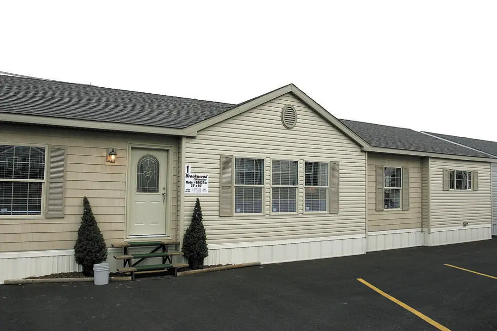 A finished double-wide style manufactured home
